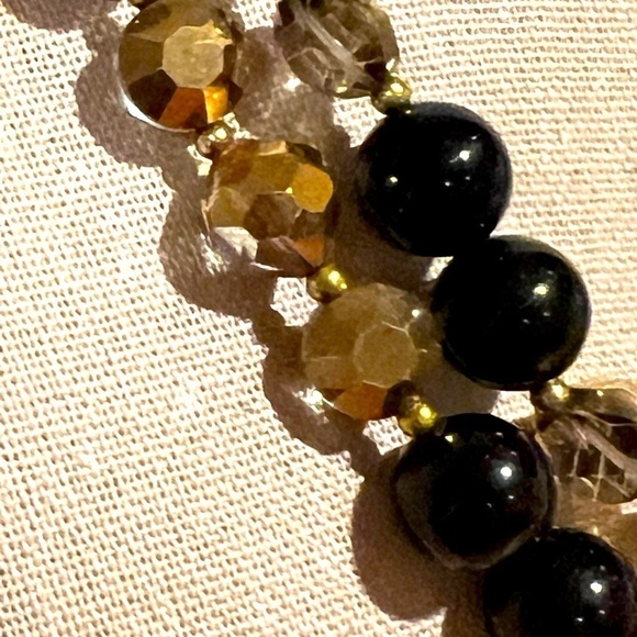 VINTAGE Double Strand Black Beads Glass Beads Necklace - Picture 3 of 9